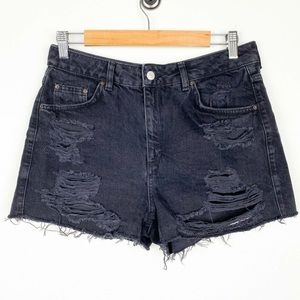 Topshop Mom Moto cutoff distressed high waist